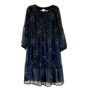 Black Shimmer flowy chiffon tiered dress small